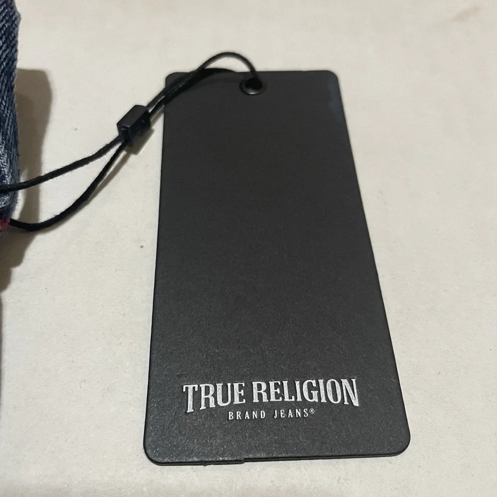 $159 True Religion Ricky SN Flap Relaxed Straight‎ Jeans Men's 36 36x34 Blue NWT